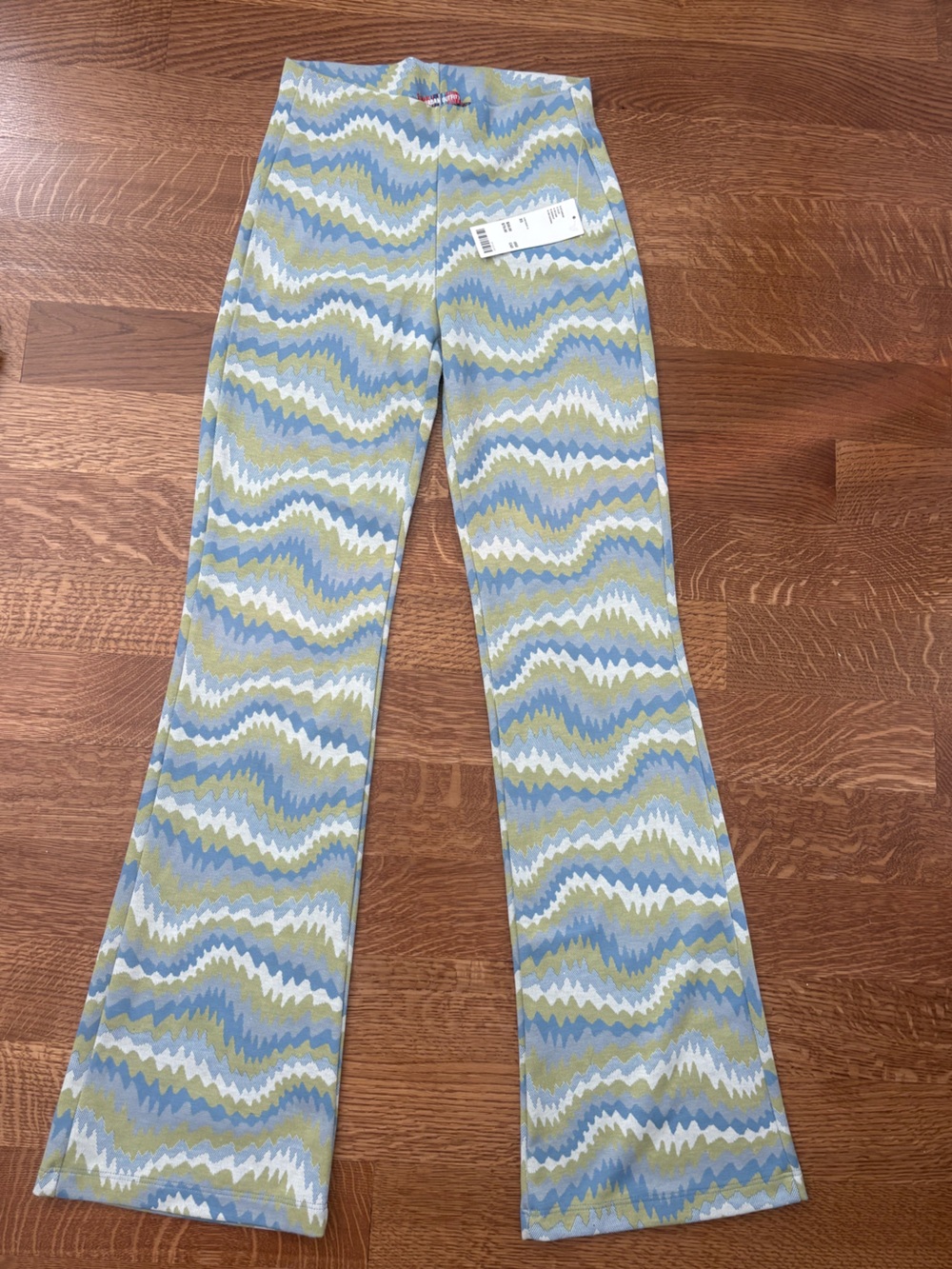 Urban Outfitters Light Blue and Sage Chevron Knit Pants